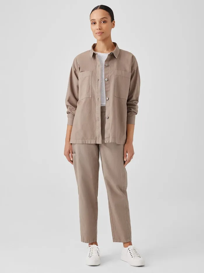 Women Jackets Coats and Vests Eileen Fisher Cotton Hemp Stretch Shirt Jacket Briar