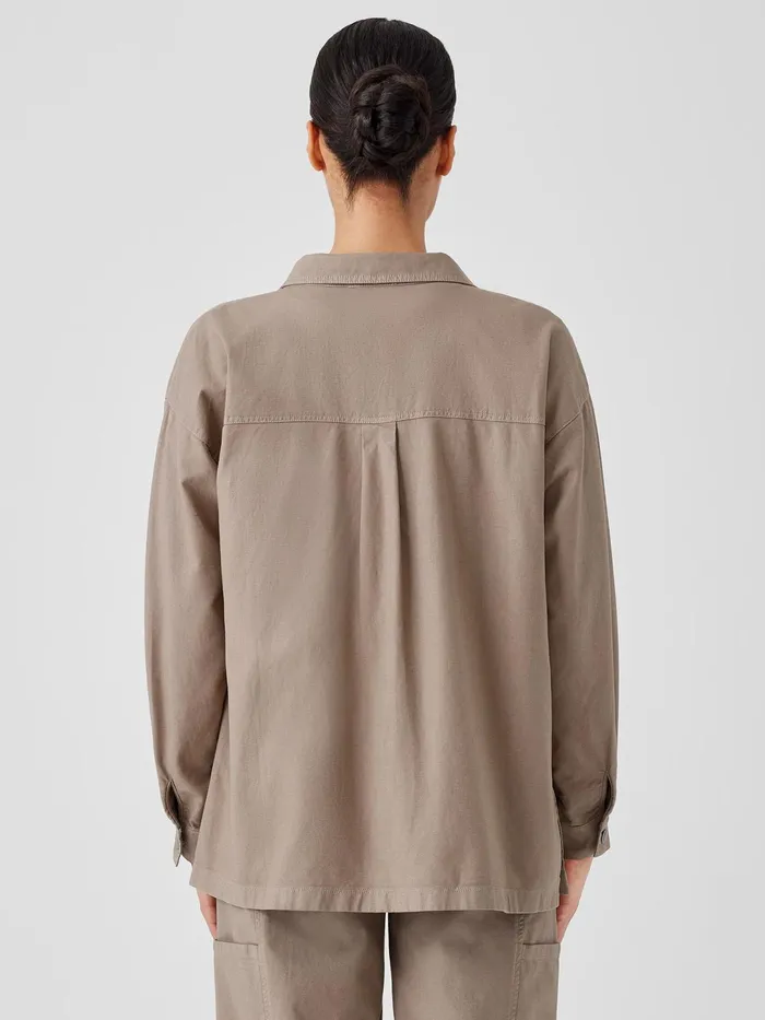 Women Jackets Coats and Vests Eileen Fisher Cotton Hemp Stretch Shirt Jacket Briar
