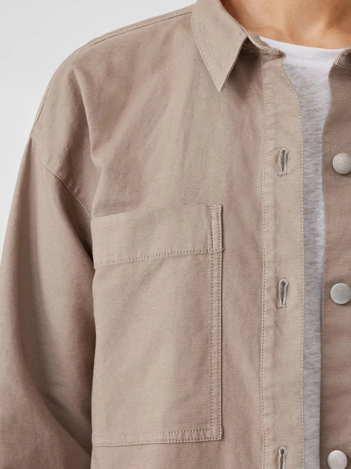Women Jackets Coats and Vests Eileen Fisher Cotton Hemp Stretch Shirt Jacket Briar