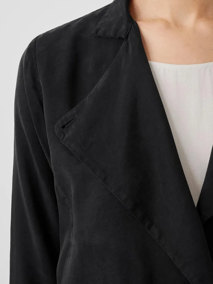 Women Jackets Coats and Vests Eileen Fisher Sandwashed Twill Stand Collar Jacket Black