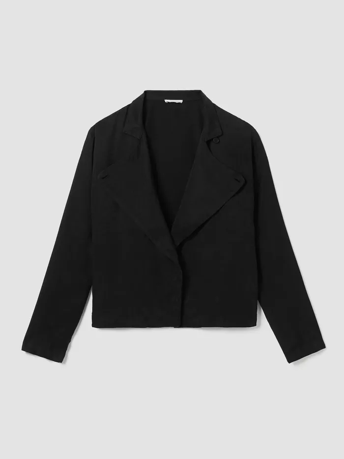 Women Jackets Coats and Vests Eileen Fisher Sandwashed Twill Stand Collar Jacket Black