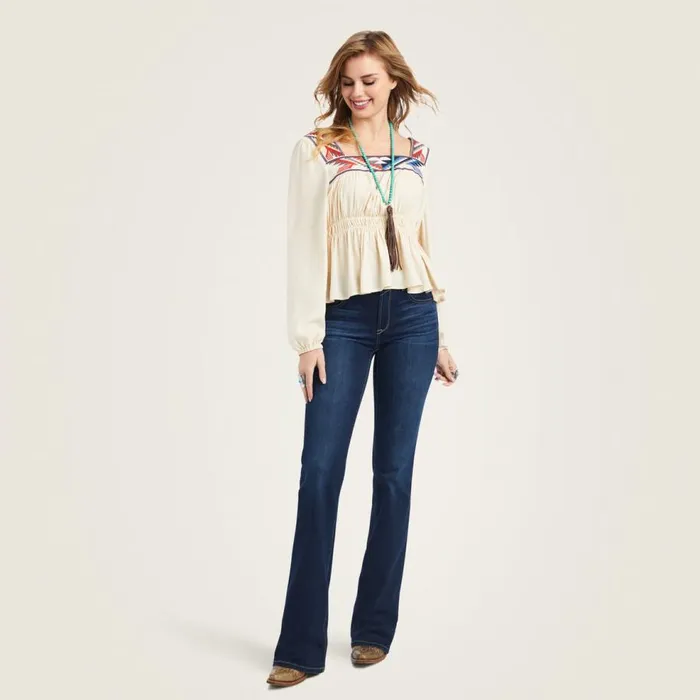 Women Jacquard Chimayo Top Buttercream Ariat TShirts and Tops Women Jacquard Chimayo Top Buttercream Ariat TShirts and Tops