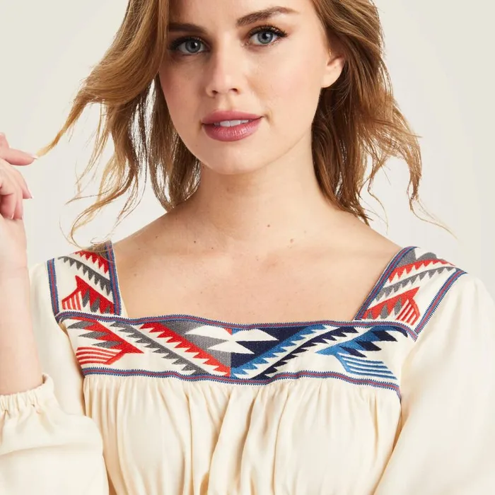 Women Jacquard Chimayo Top Buttercream Ariat TShirts and Tops Women Jacquard Chimayo Top Buttercream Ariat TShirts and Tops