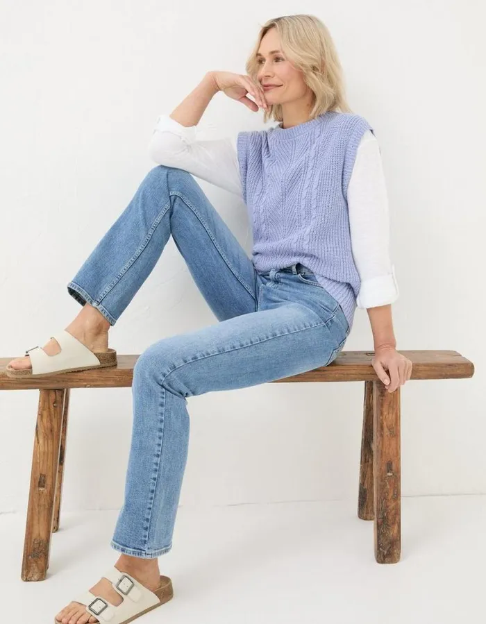 Women Jeans and Dungarees FatFace Brooke Bootcut Jeans Denim Blue