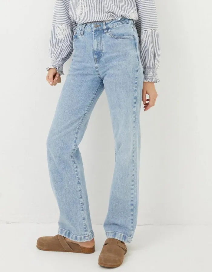Women Jeans and Dungarees FatFace Elise Wide Leg Jeans Light Denim Blue