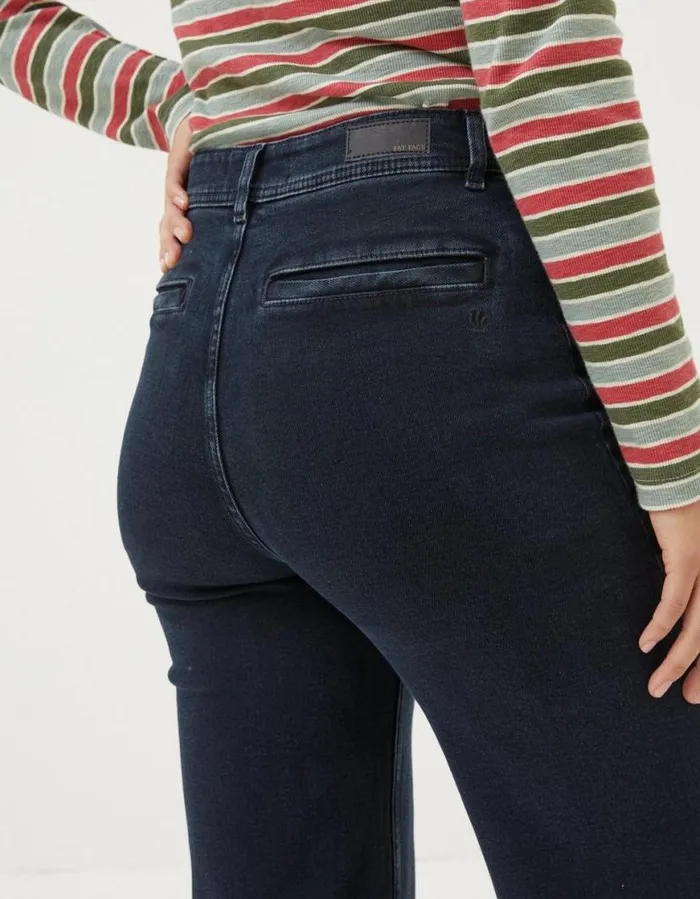 Women Jeans and Dungarees FatFace Keswick Wide Leg Crop Jeans Dark Denim Blue