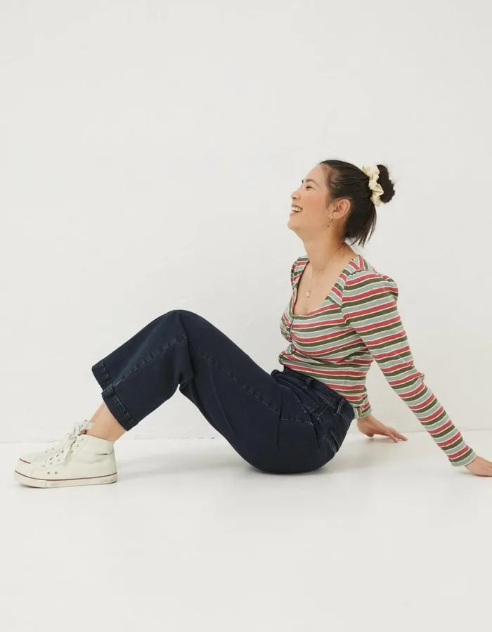 Women Jeans and Dungarees FatFace Keswick Wide Leg Crop Jeans Dark Denim Blue