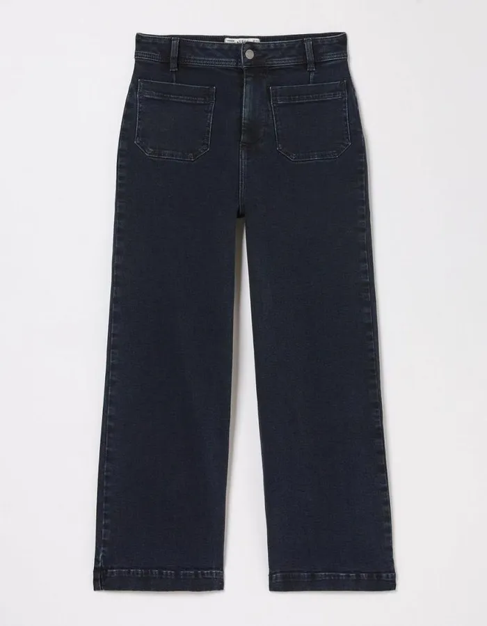 Women Jeans and Dungarees FatFace Keswick Wide Leg Crop Jeans Dark Denim Blue
