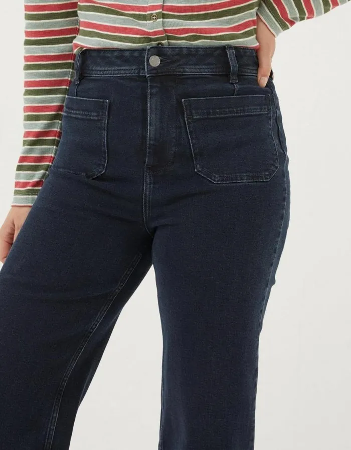 Women Jeans and Dungarees FatFace Keswick Wide Leg Crop Jeans Dark Denim Blue