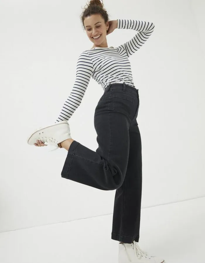 Women Jeans and Dungarees FatFace Keswick Wide Leg Jeans Black
