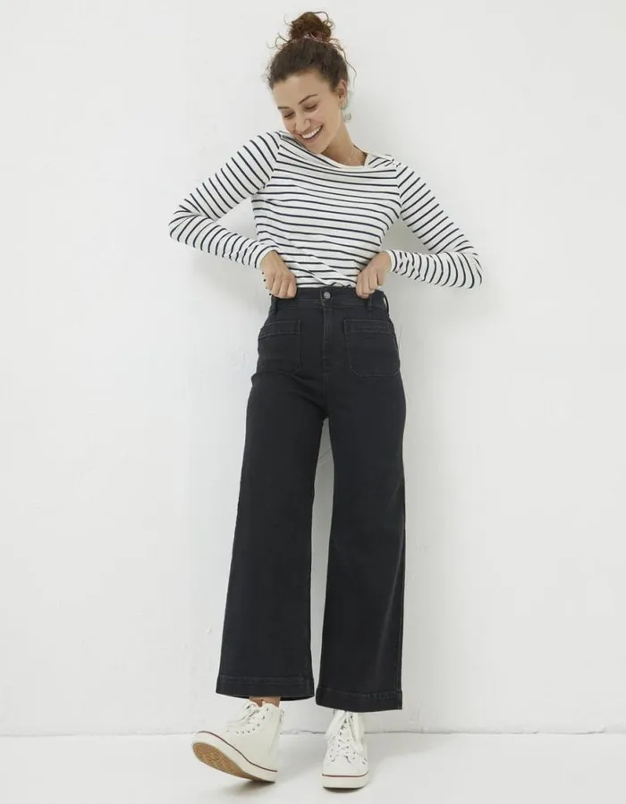 Women Jeans and Dungarees FatFace Keswick Wide Leg Jeans Black