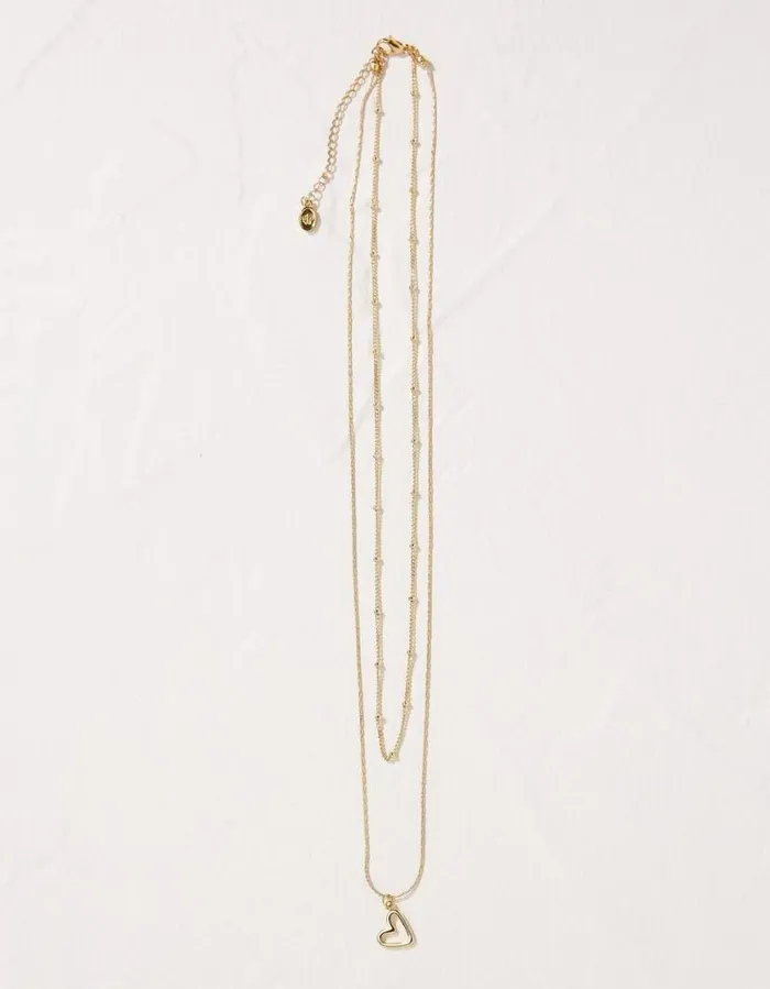 Women Jewellery FatFace Heart Layered Necklace Gold