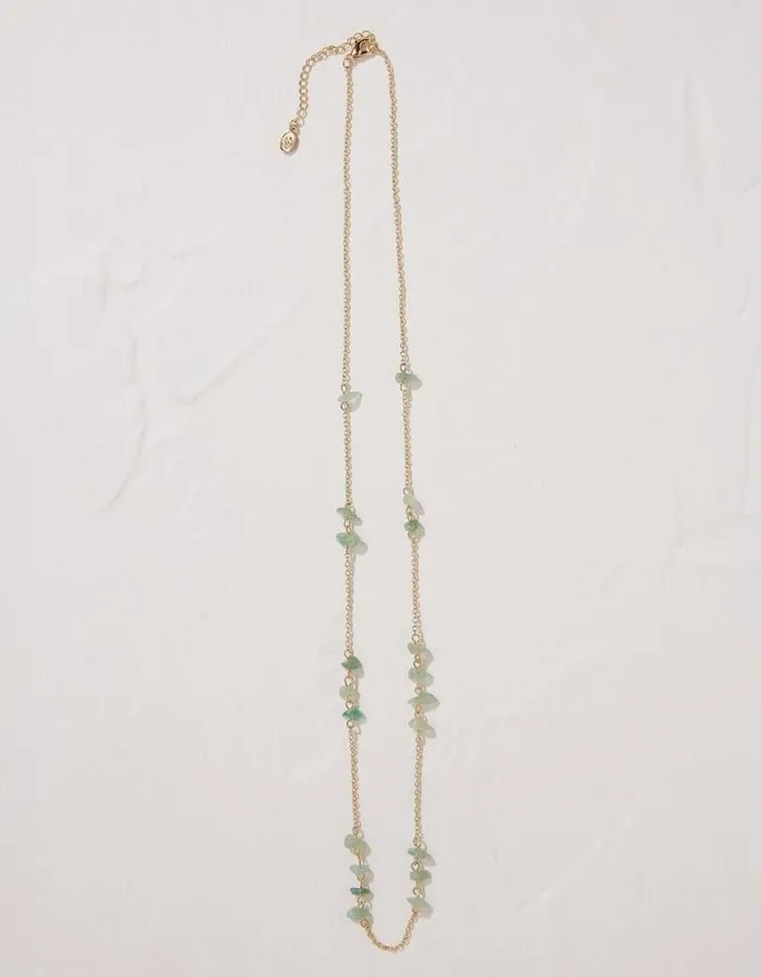 Women Jewellery FatFace Stone Long Necklace Green