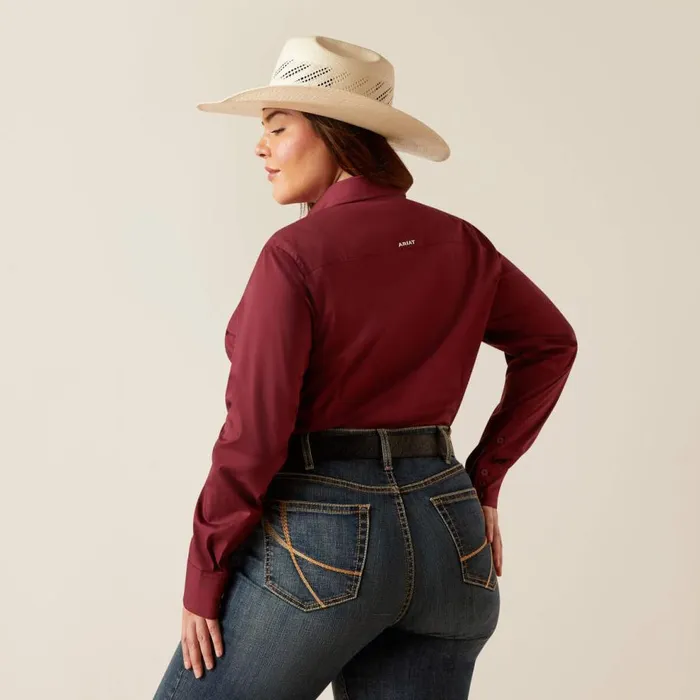 Women Kirby Stretch Shirt Burgundy Ariat TShirts and Tops Women Kirby Stretch Shirt Burgundy Ariat TShirts and Tops