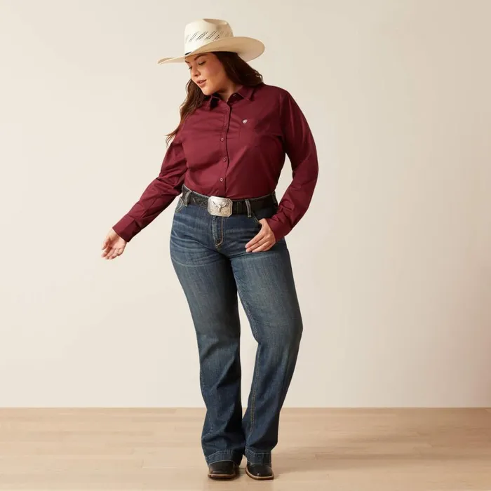 Women Kirby Stretch Shirt Burgundy Ariat TShirts and Tops Women Kirby Stretch Shirt Burgundy Ariat TShirts and Tops