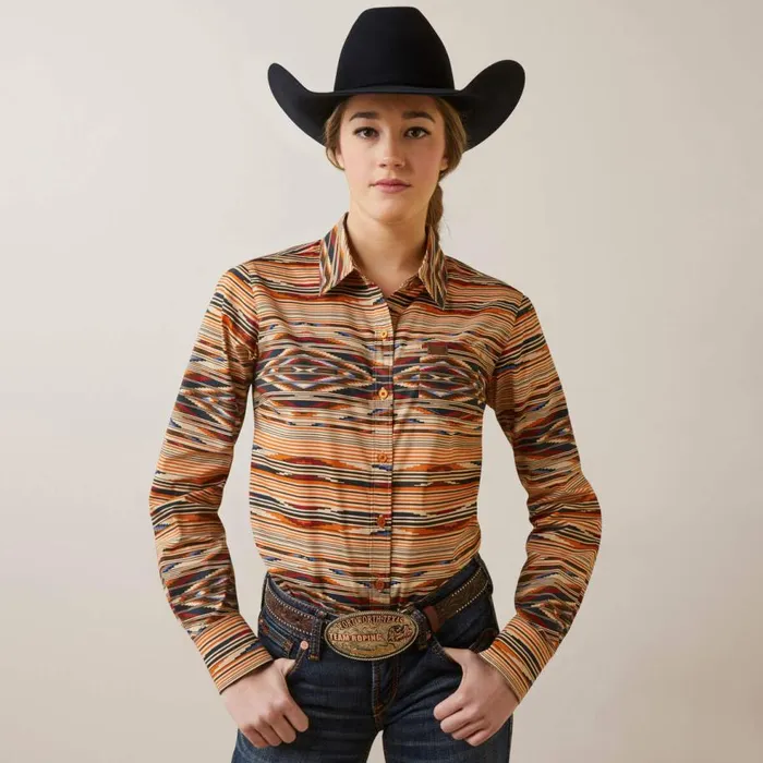 Women Kirby Stretch Shirt Sunset Saltillo Ariat TShirts and Tops