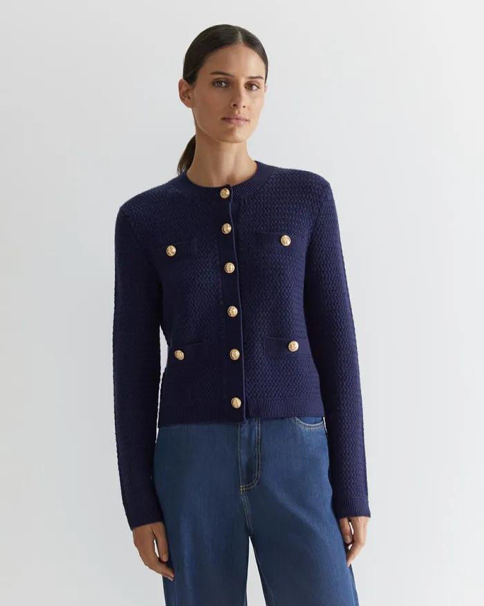 Women Knits and Cardigans Sportscraft Joyce Merino Wool Cardigan Navy