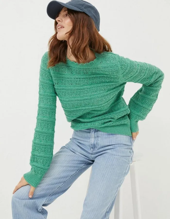 Women Knitwear FatFace Adrinenna Crew Neck Jumper Bright Green