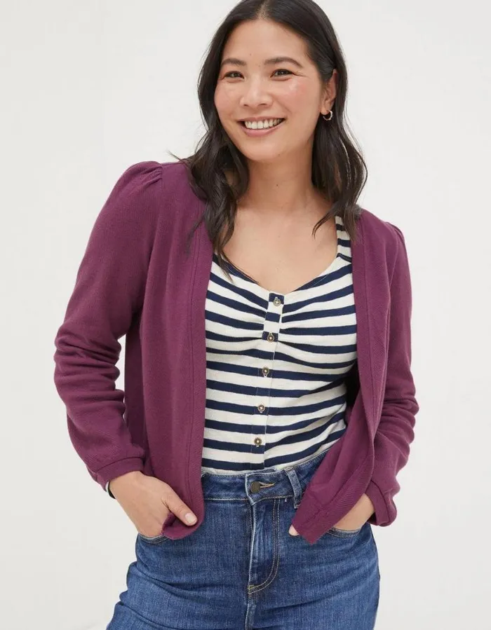 Women Knitwear FatFace Charlotte Cardigan Burgundy