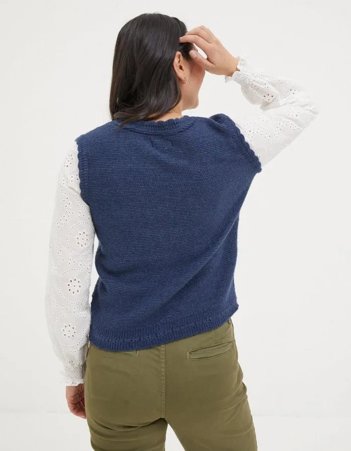 Women Knitwear FatFace Winona 2 In 1 Tank Navy
