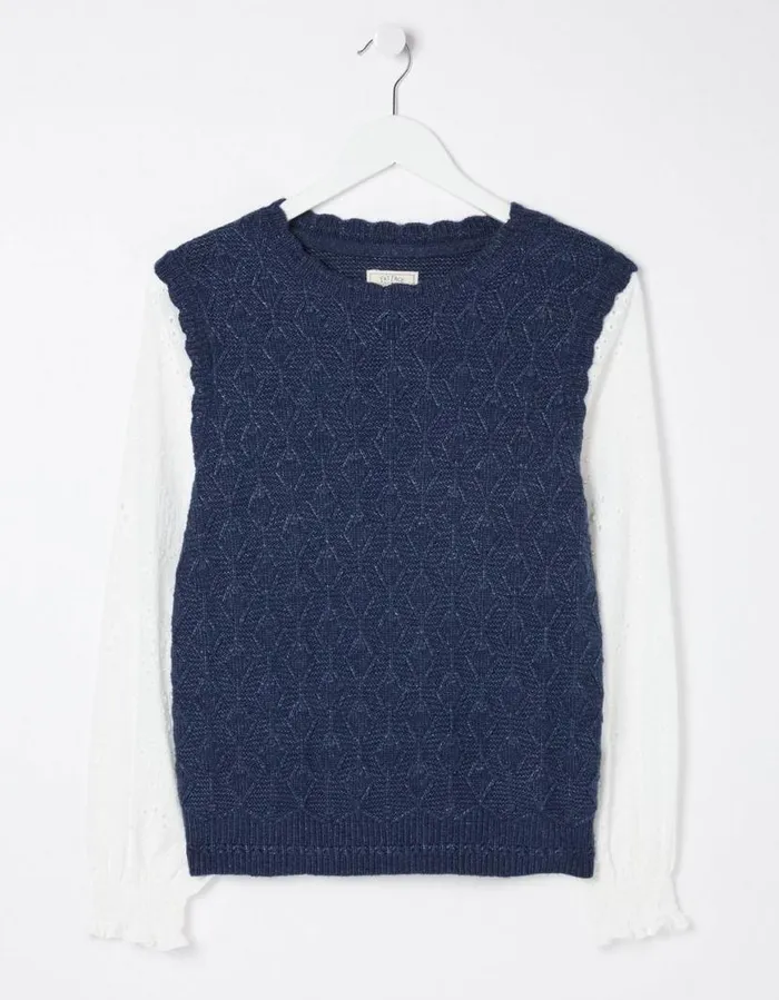 Women Knitwear FatFace Winona 2 In 1 Tank Navy