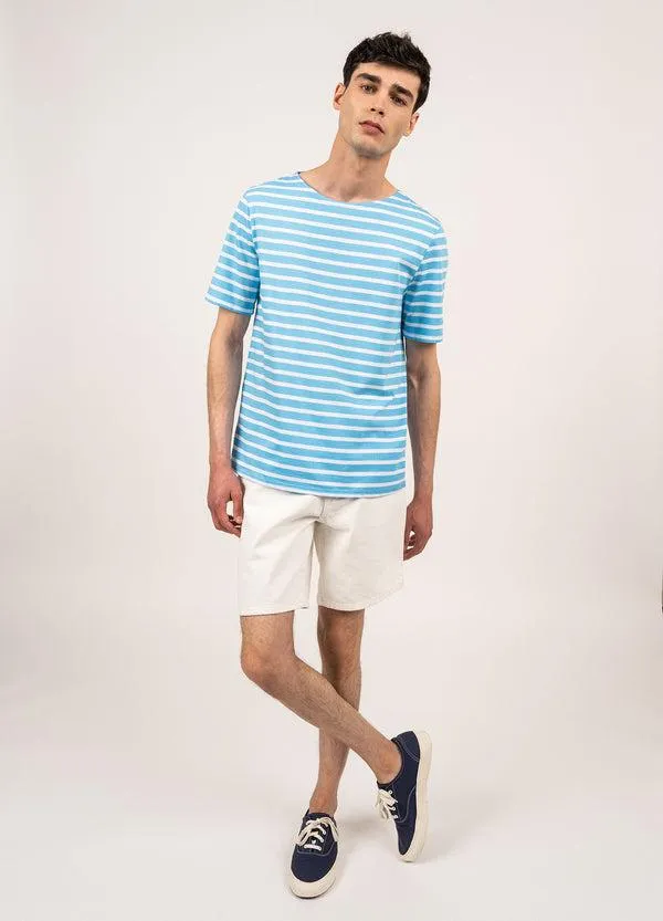 Women LEVANT MODERN Light Blue White Saint James Breton Striped Shirts