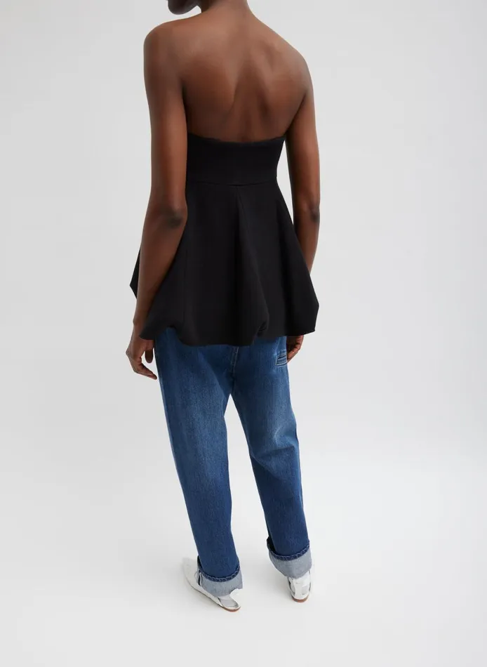 Women Melee Crepe Strapless Top Black Tibi Tops