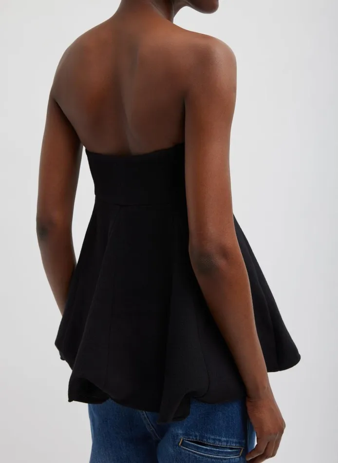 Women Melee Crepe Strapless Top Black Tibi Tops