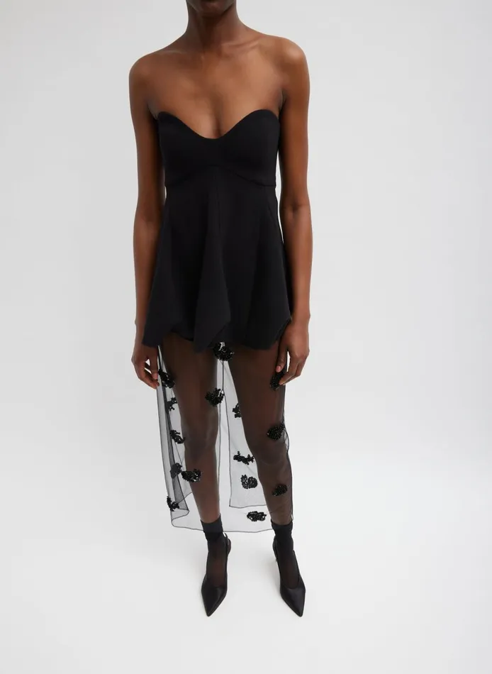 Women Melee Crepe Strapless Top Black Tibi Tops