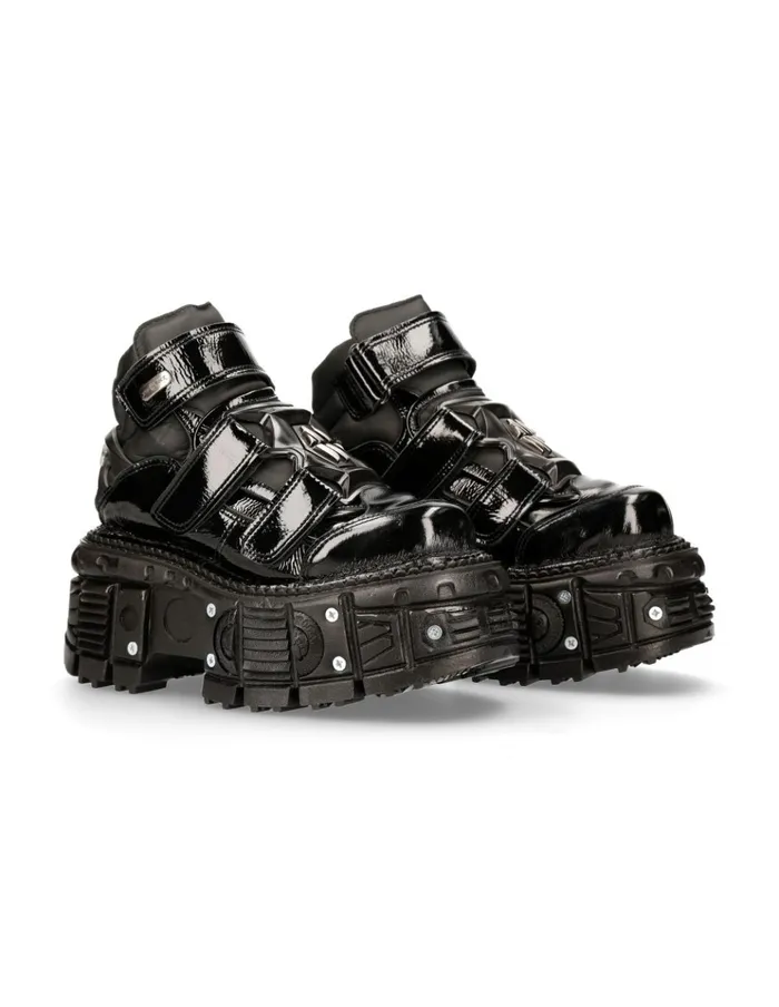 WomenMen Ankle Boot Black Imperfect MTank008R7 New Rock Platform
