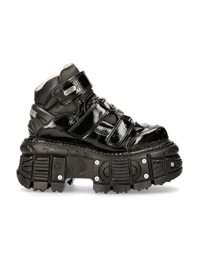 WomenMen Ankle Boot Black Imperfect MTank008R7 New Rock Platform