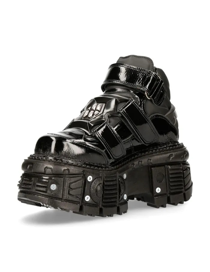 WomenMen Ankle Boot Black Imperfect MTank008R7 New Rock Platform