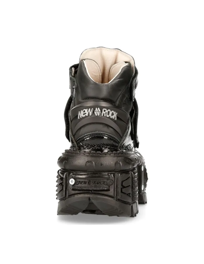 WomenMen Ankle Boot Black Imperfect MTank008R7 New Rock Platform