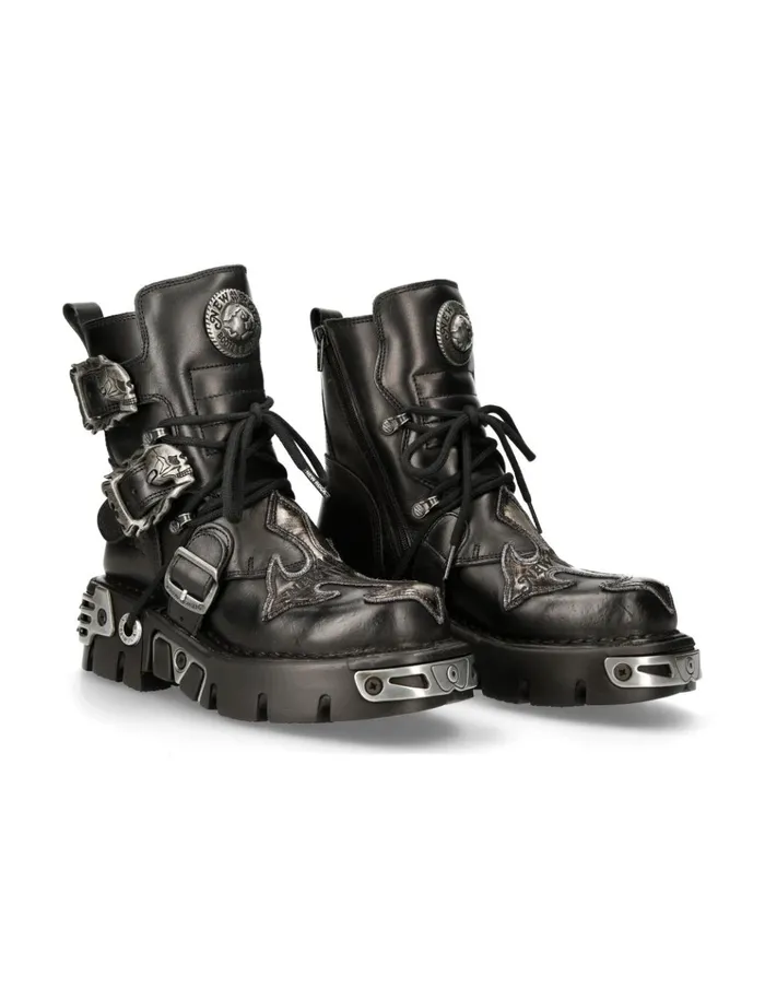 WomenMen Ankle Boot Black Reactor M407S1 New Rock Boots