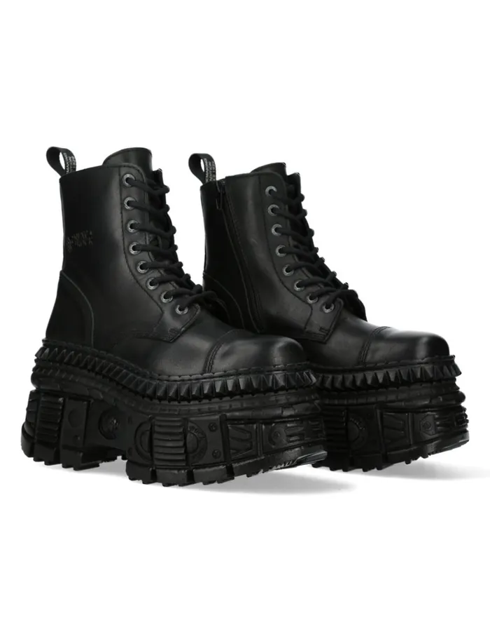 WomenMen Ankle Boot Black Tank MWall083cS3 New Rock Military