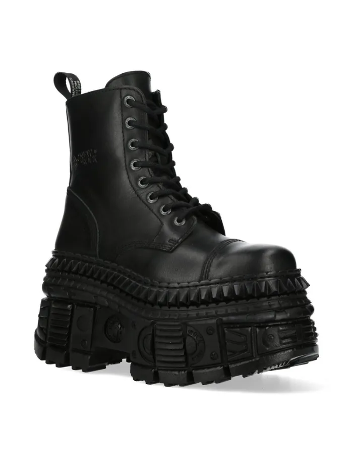 WomenMen Ankle Boot Black Tank MWall083cS3 New Rock Military