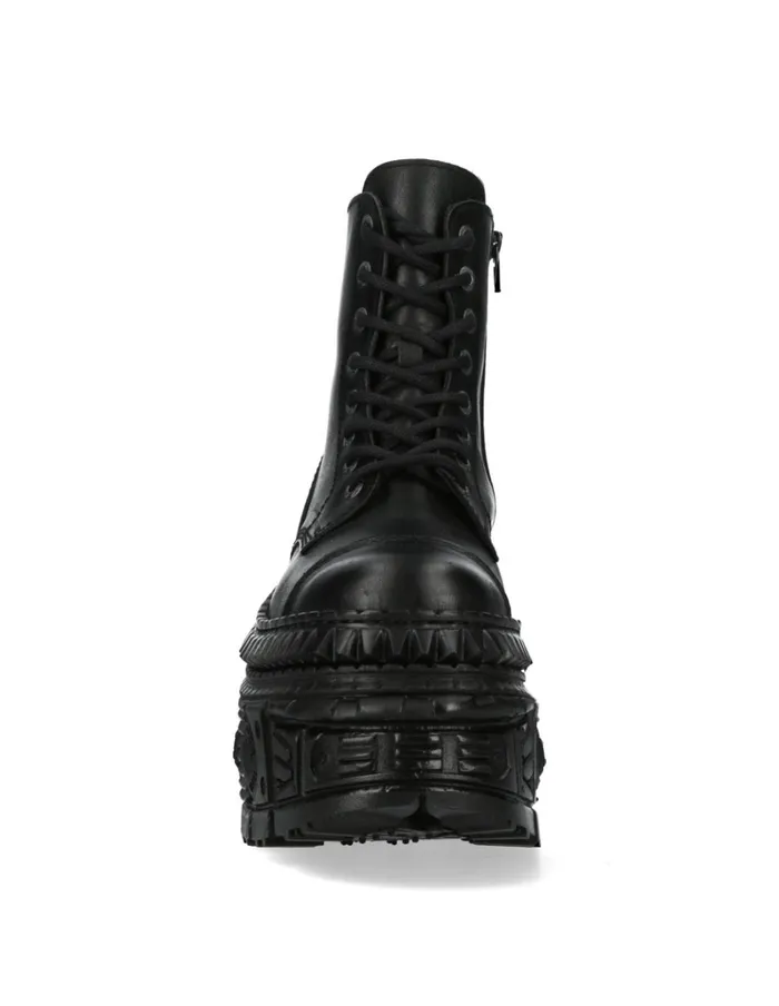 WomenMen Ankle Boot Black Tank MWall083cS3 New Rock Military