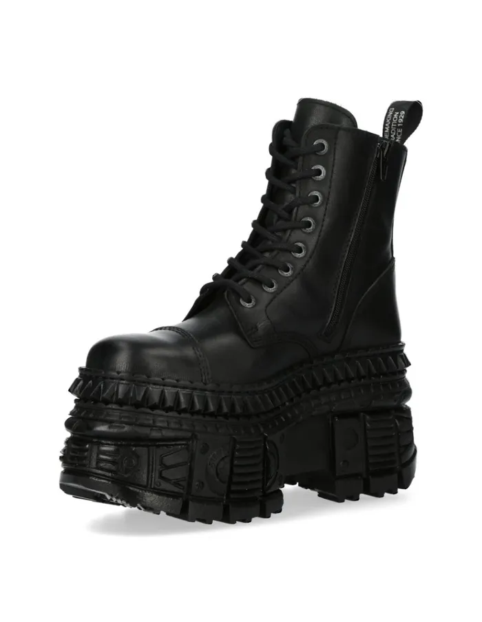 WomenMen Ankle Boot Black Tank MWall083cS3 New Rock Military