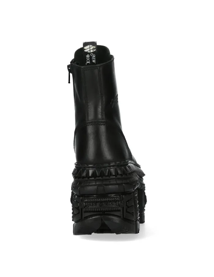 WomenMen Ankle Boot Black Tank MWall083cS3 New Rock Military