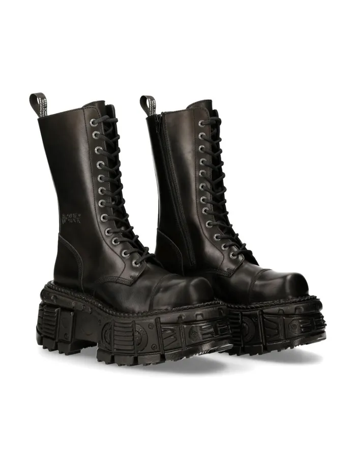 WomenMen Boot Black Imperfect With Laces MMili211S15 New Rock Boots