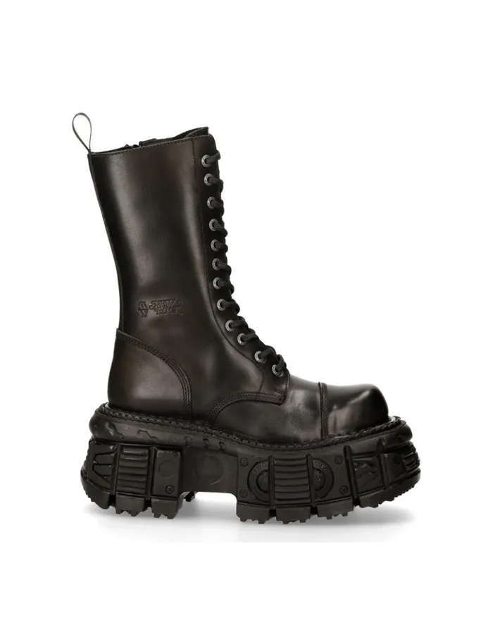 WomenMen Boot Black Imperfect With Laces MMili211S15 New Rock Boots