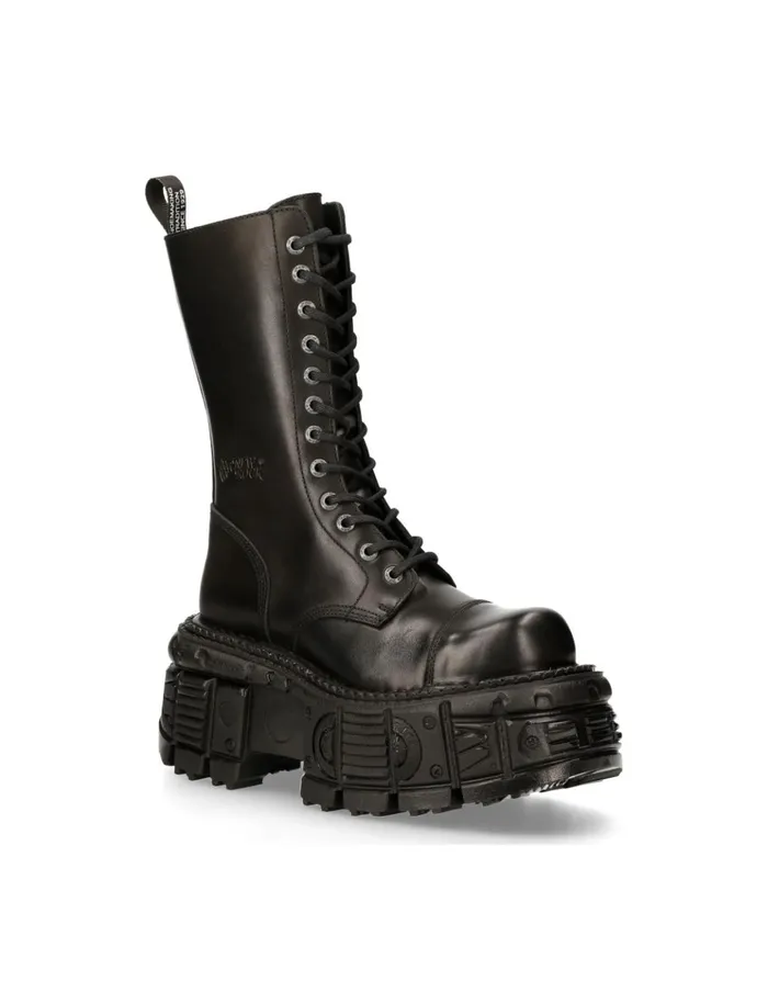 WomenMen Boot Black Imperfect With Laces MMili211S15 New Rock Boots