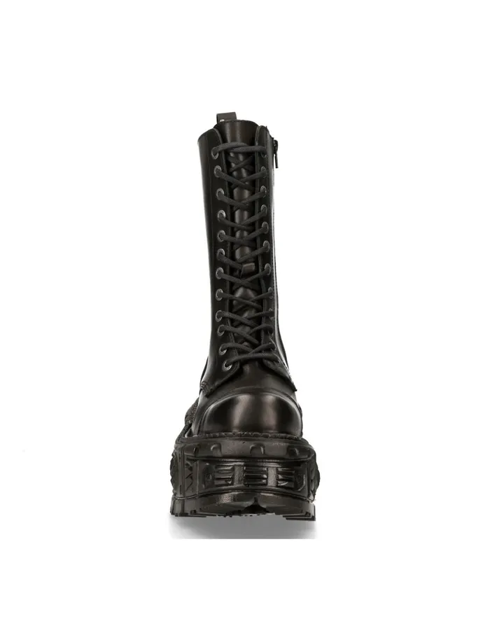 WomenMen Boot Black Imperfect With Laces MMili211S15 New Rock Boots