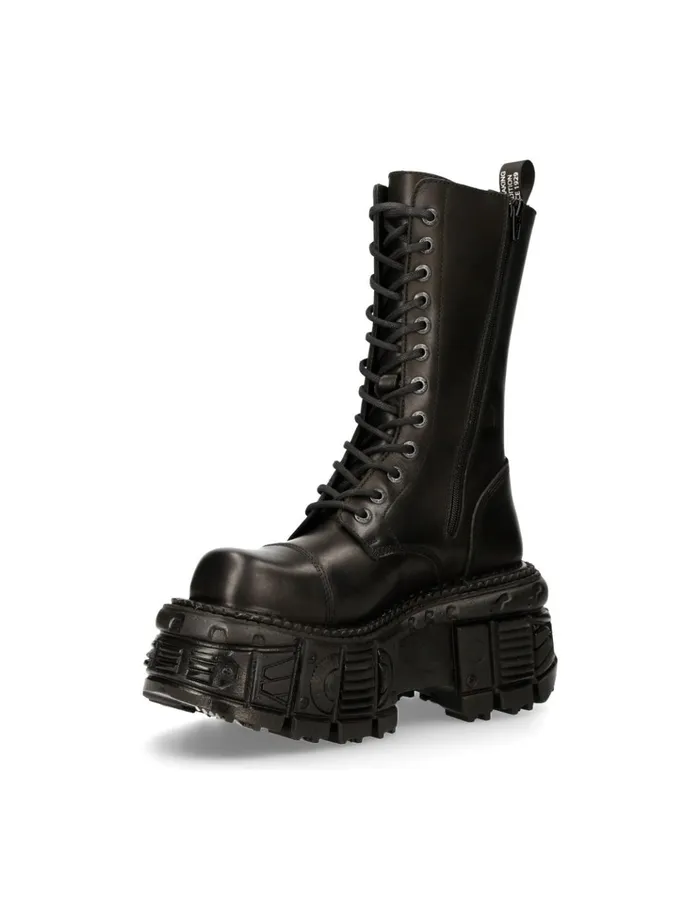 WomenMen Boot Black Imperfect With Laces MMili211S15 New Rock Boots
