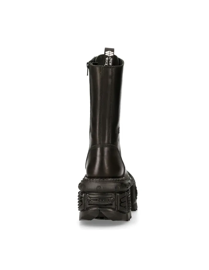 WomenMen Boot Black Imperfect With Laces MMili211S15 New Rock Boots