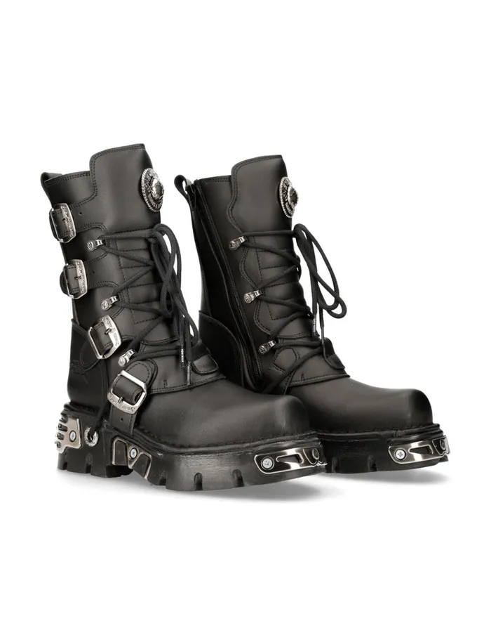 WomenMen Boot Black Reactor With Laces M373S7 New Rock Boots