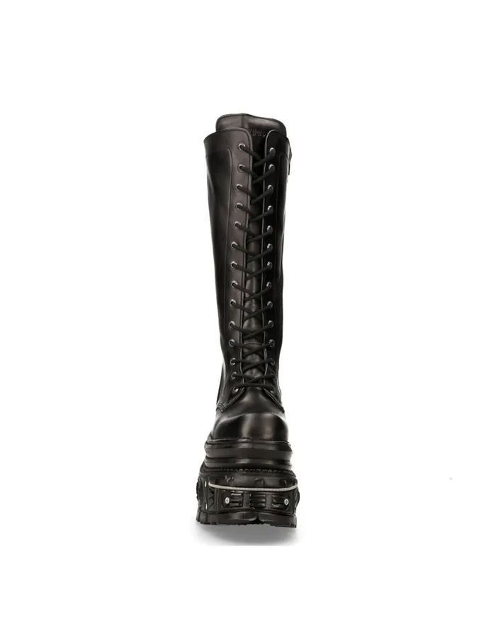 WomenMen High Boot Black Imperfect With Laces M235C11 New Rock Boots