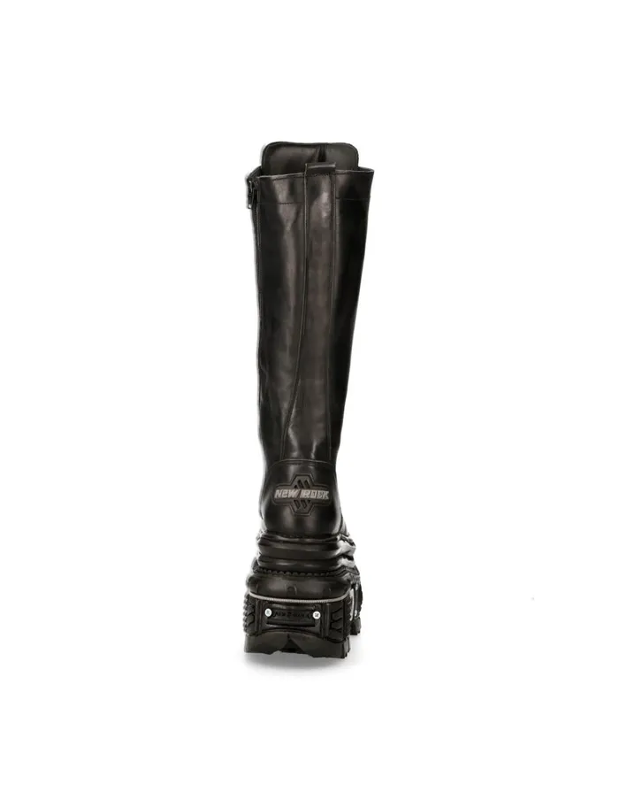WomenMen High Boot Black Imperfect With Laces M235C11 New Rock Boots