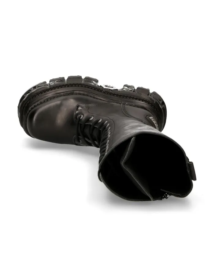 WomenMen High Boot Black Imperfect With Laces M235C11 New Rock Boots
