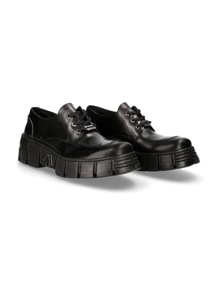 WomenMen Shoe Black Tower With Laces MWall042S1 New Rock Shoes